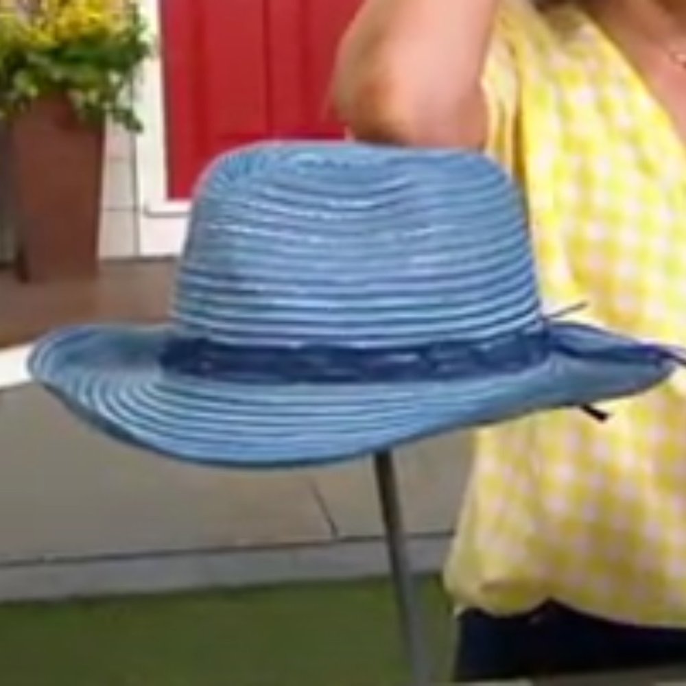 Physician Endorsed Convertible Cowgirl Electra Sunhat w/Trim Blue/Silver